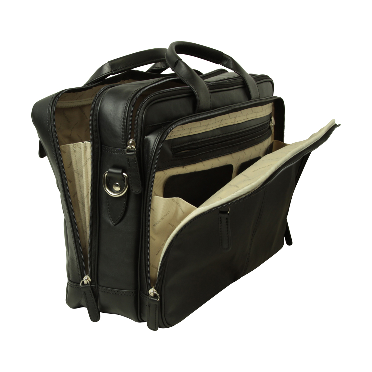 Italian Leather Briefcase - Black | 209589NE US | Old Angler Firenze