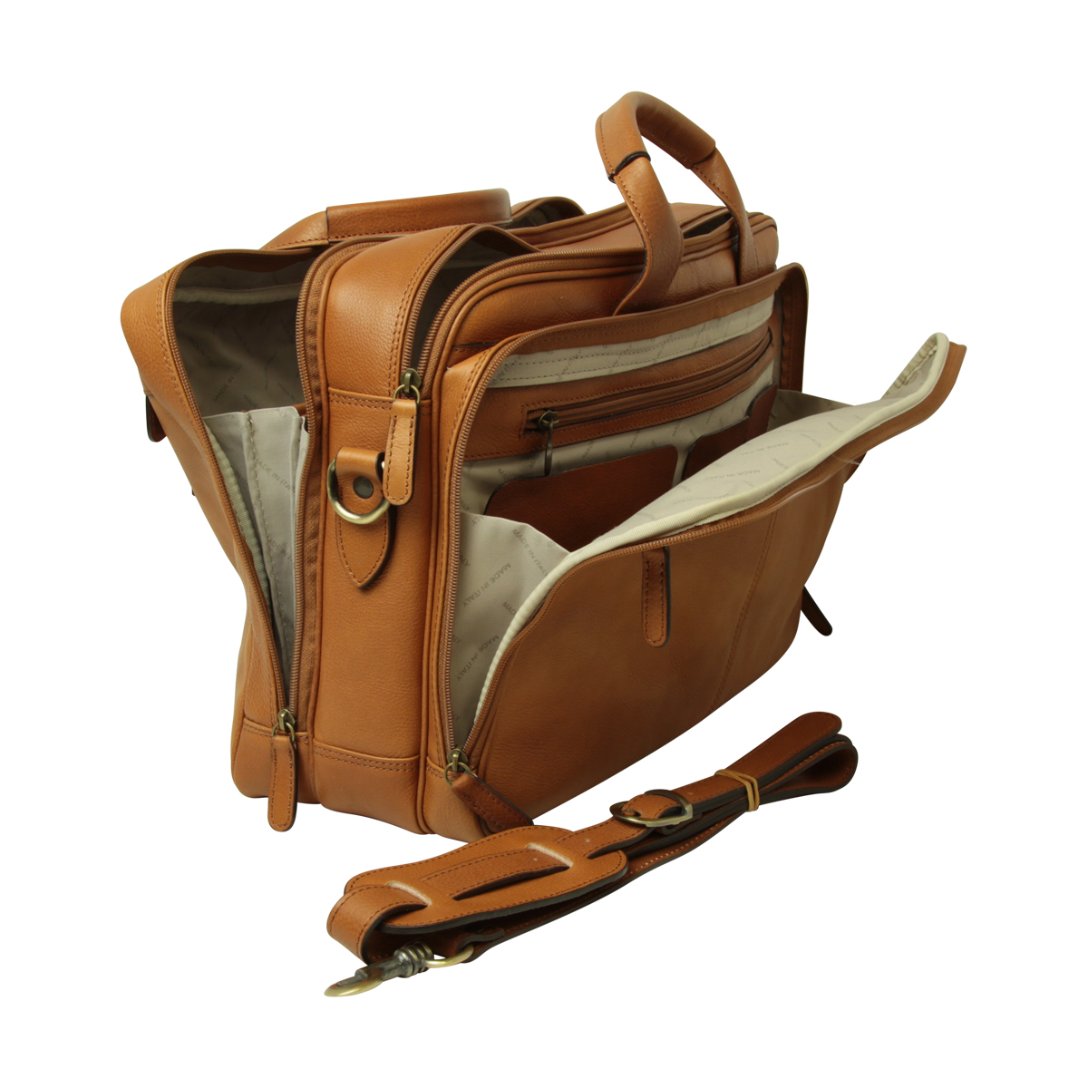 Italian Leather Briefcase - Brown Colonial | 209589CO US | Old Angler Firenze