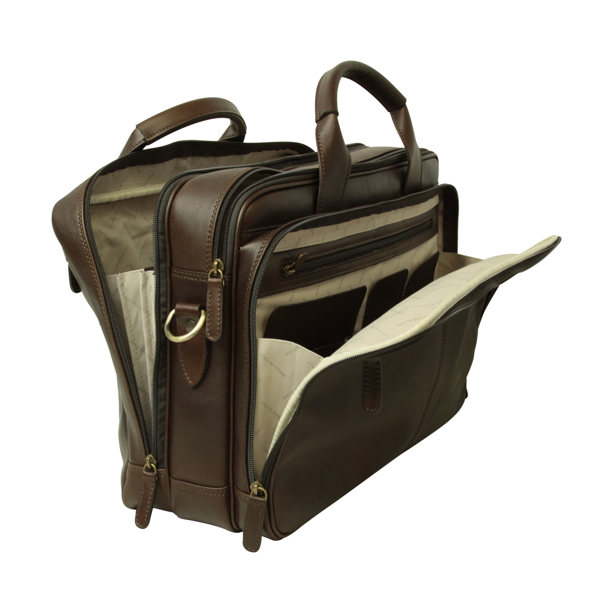 Italian Leather Briefcase - Dark Brown | 209589TM US | Old Angler Firenze