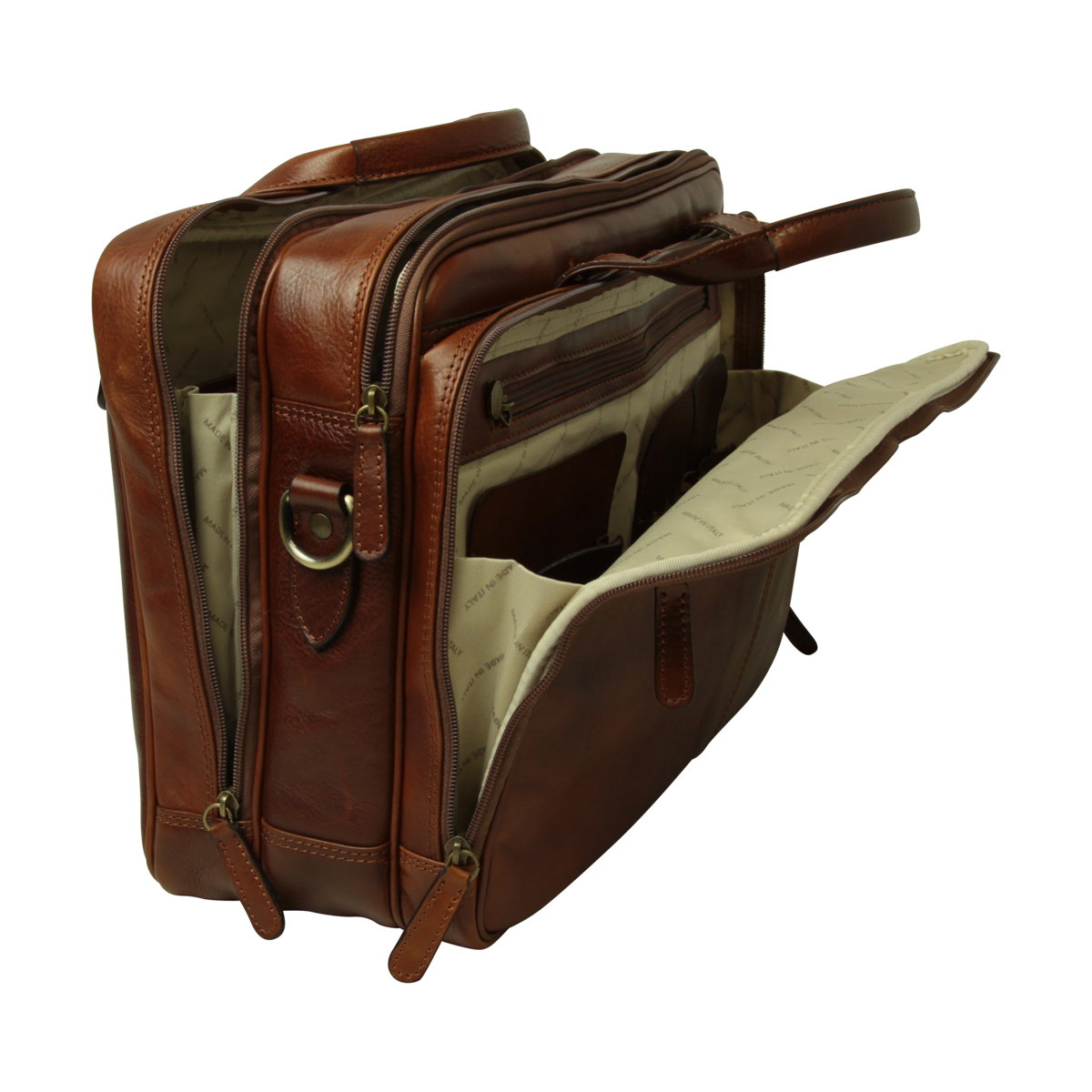Italian Leather Briefcase - Brown | 209505MA US | Old Angler Firenze