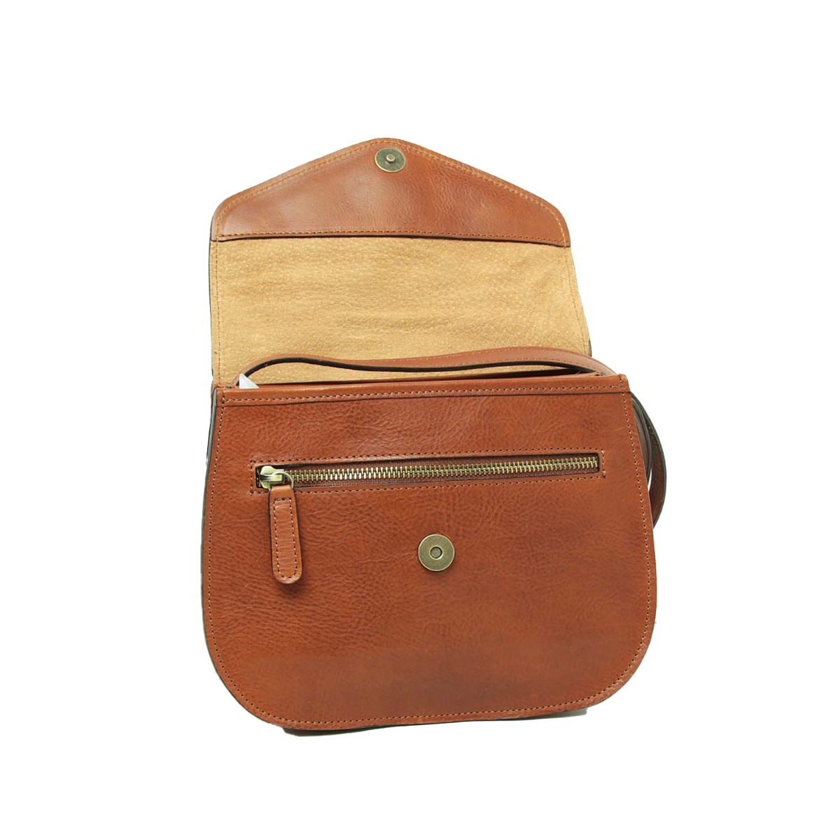 Full grain calfskin shoulder bag-Teak|209691TK|Old Angler Firenze