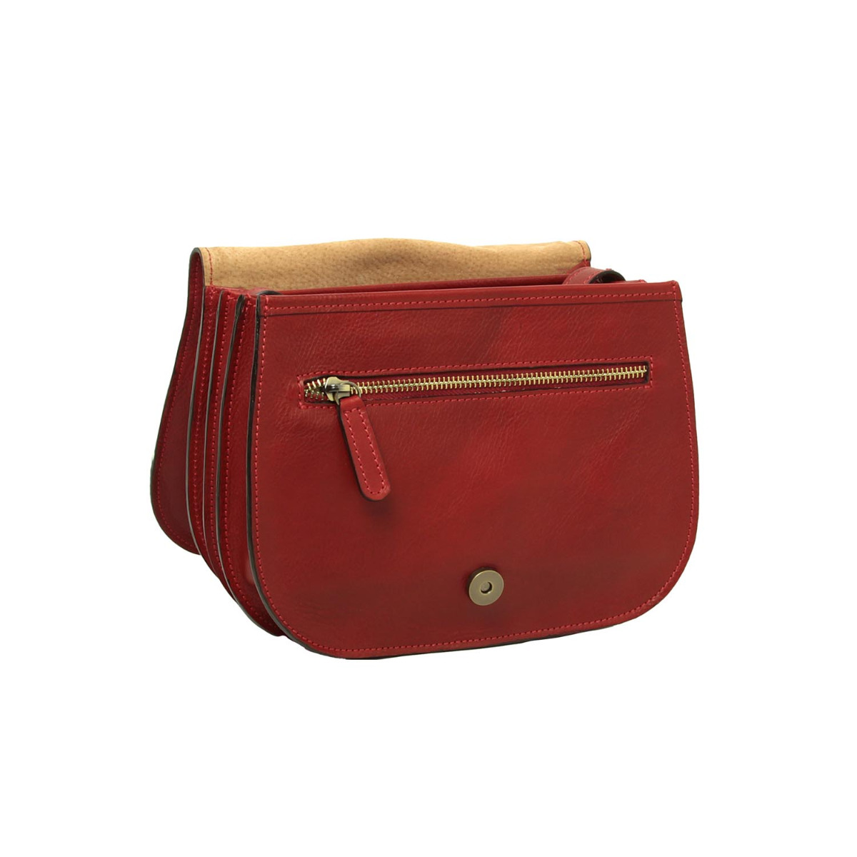 Women's shoulder bag in full grain calfskin  -Red|209891RO|Old Angler Firenze