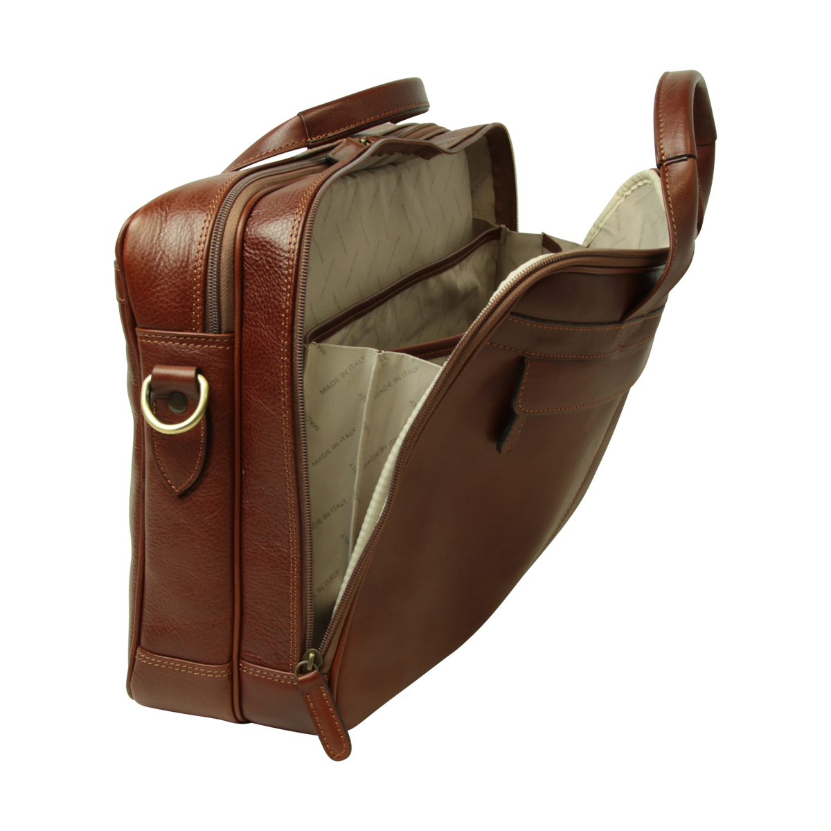 Esclusiva II Leather Laptop Briefcase - Brown | 215405MA | EURO | Old Angler Firenze