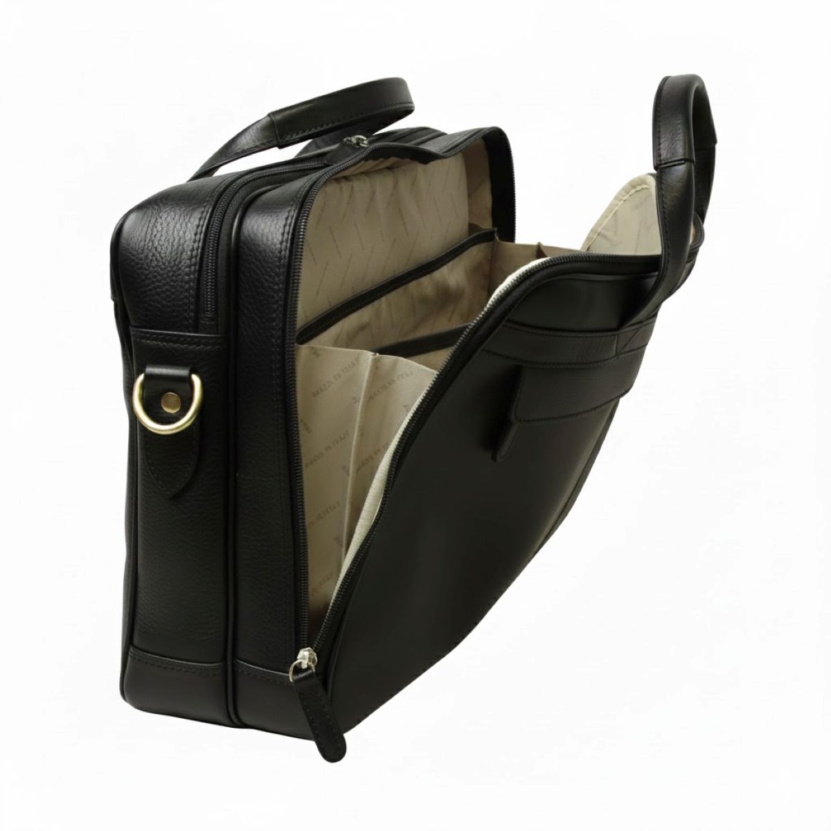 Esclusiva II Leather Laptop Briefcase - Black|215489NE|Old Angler Firenze