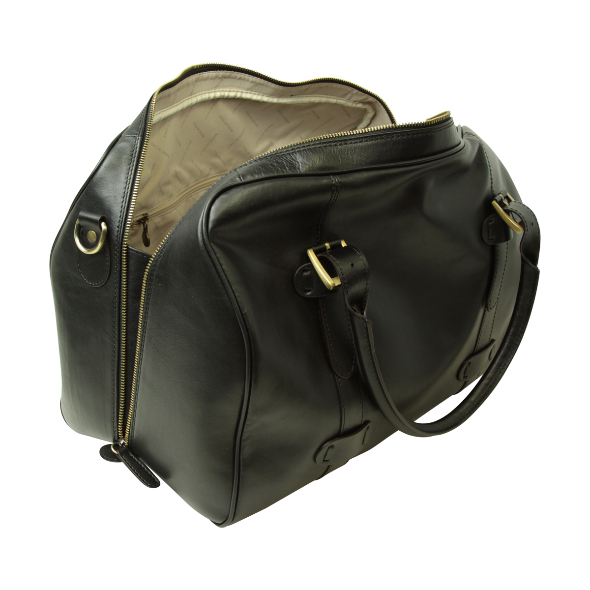 Cowhide leather duffel bag - Black | 410889NE US | Old Angler Firenze
