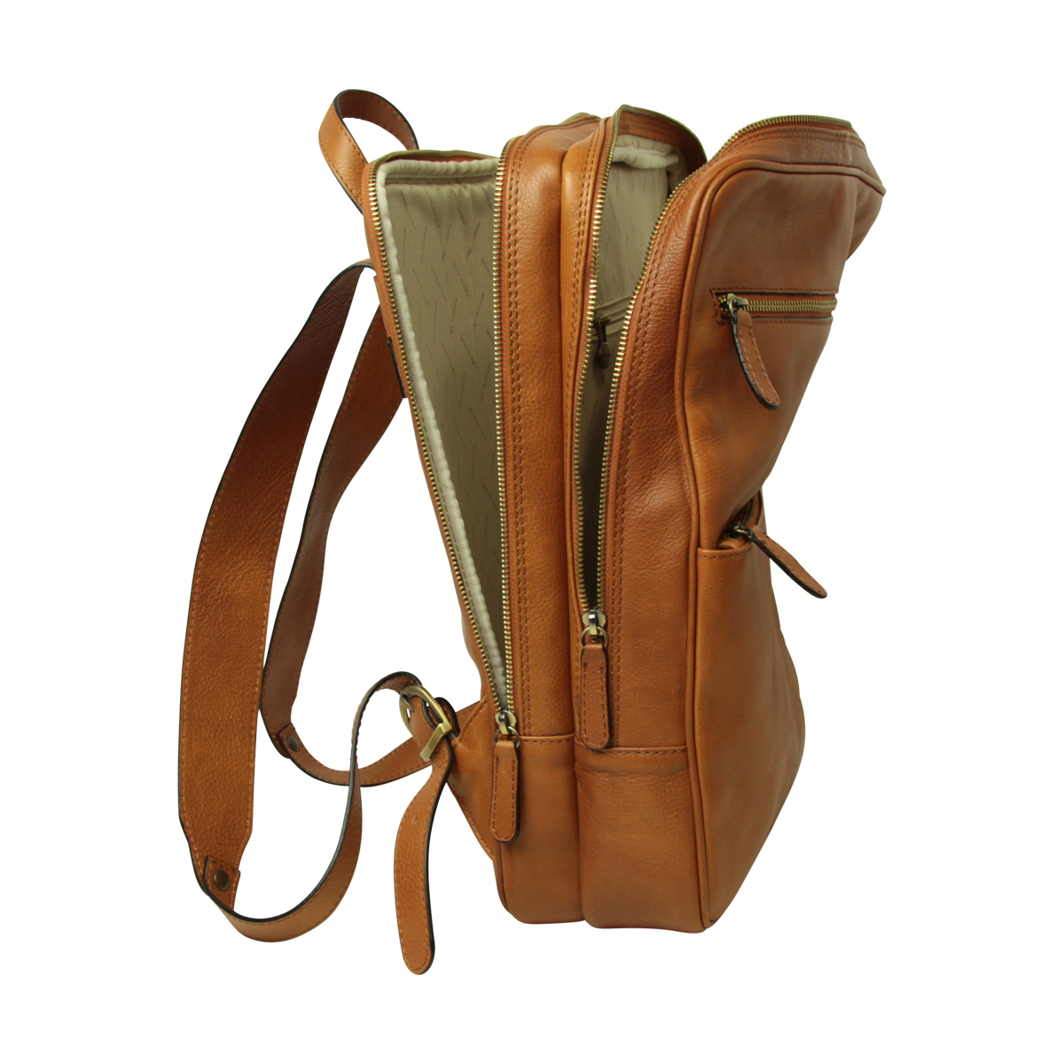 Leather backpack with trolley strap- Brown Colonial|413591CO|Old Angler Firenze