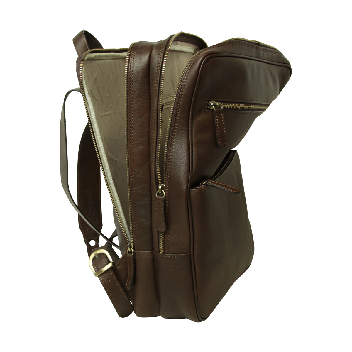 Zaino in pelle con fascia per trolley- Marrone scuro  |413691TM|Old Angler Firenze