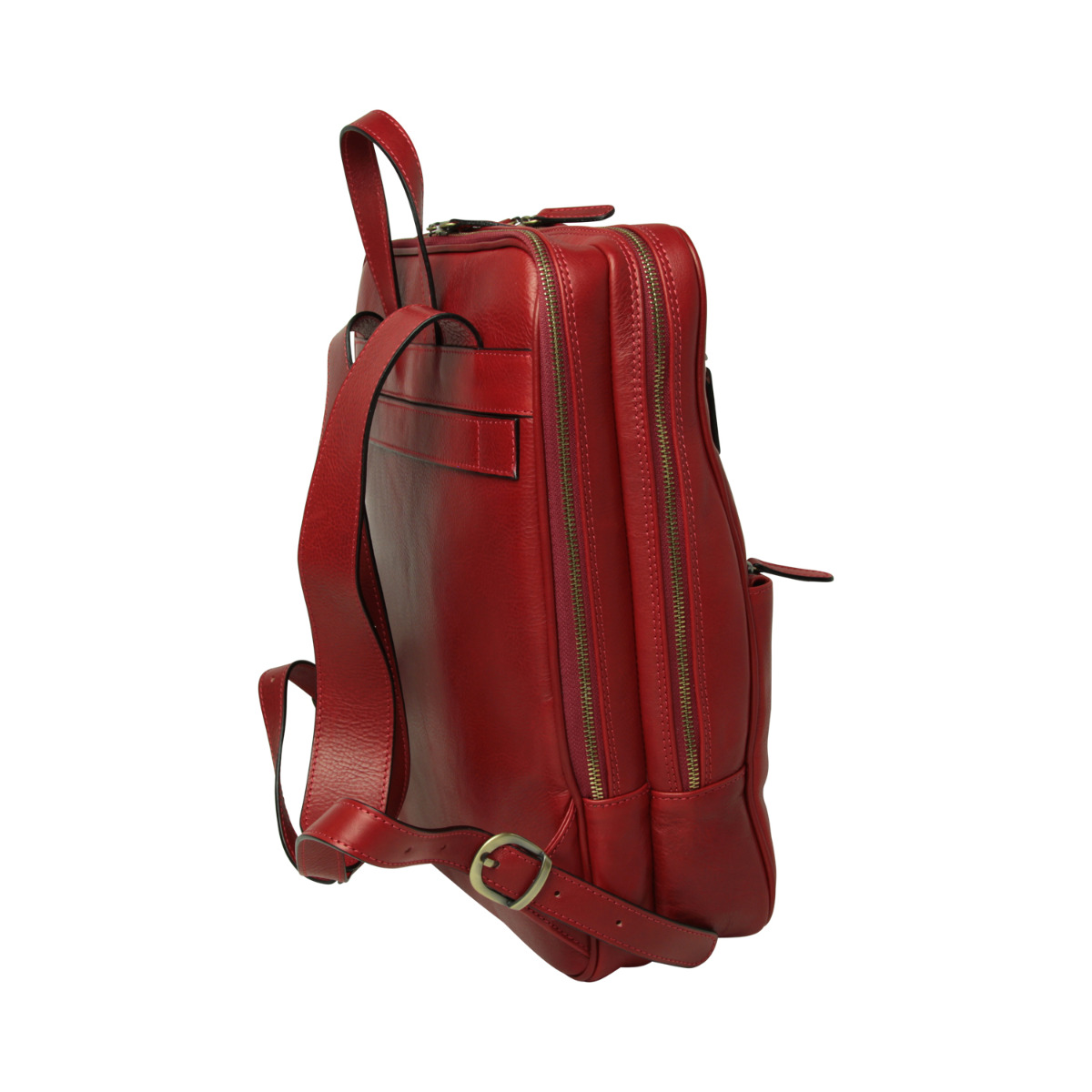 Leather backpack with trolley strap-Red|413591RO|Old Angler Firenze