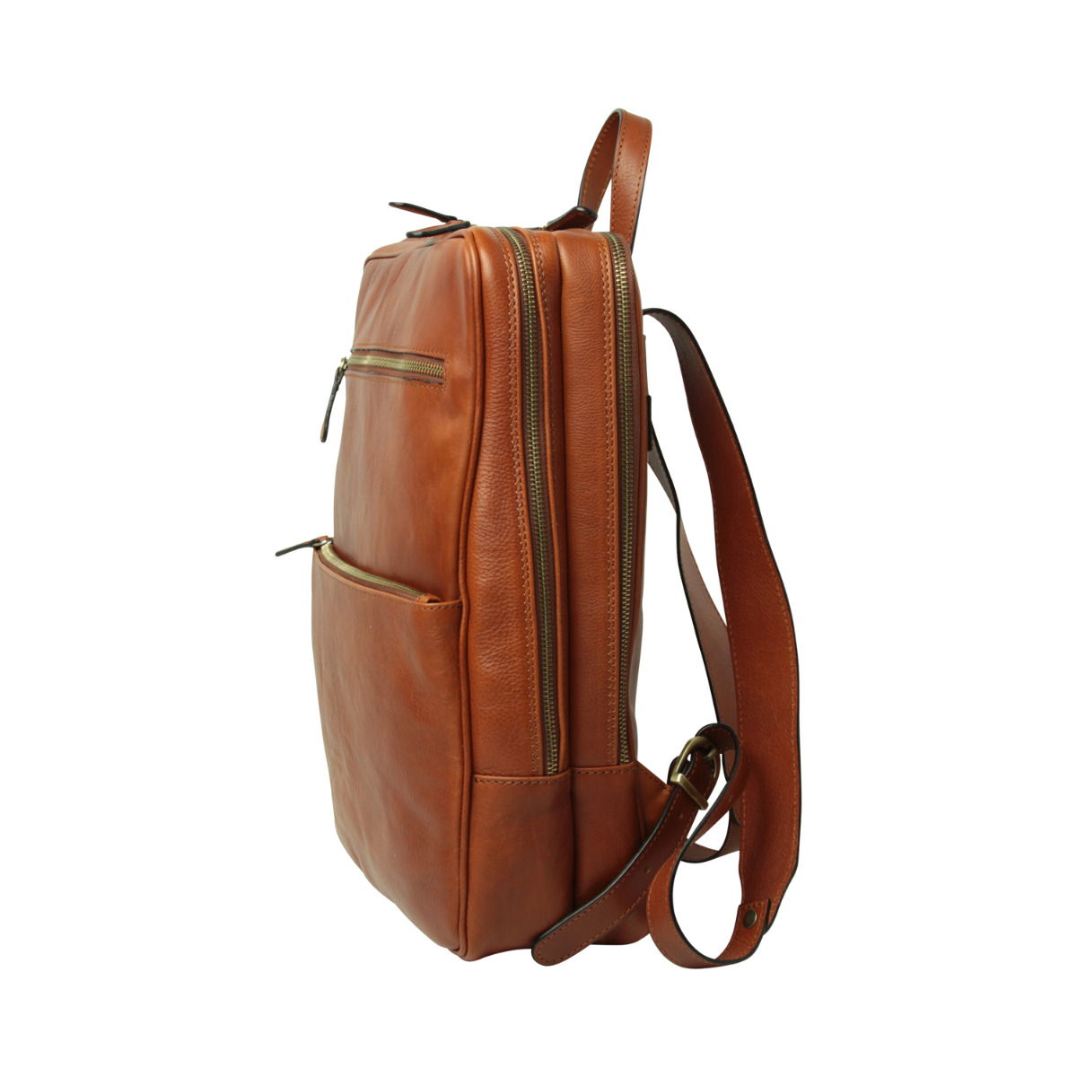 Leather backpack with trolley strap-Teak|413591TK|Old Angler Firenze