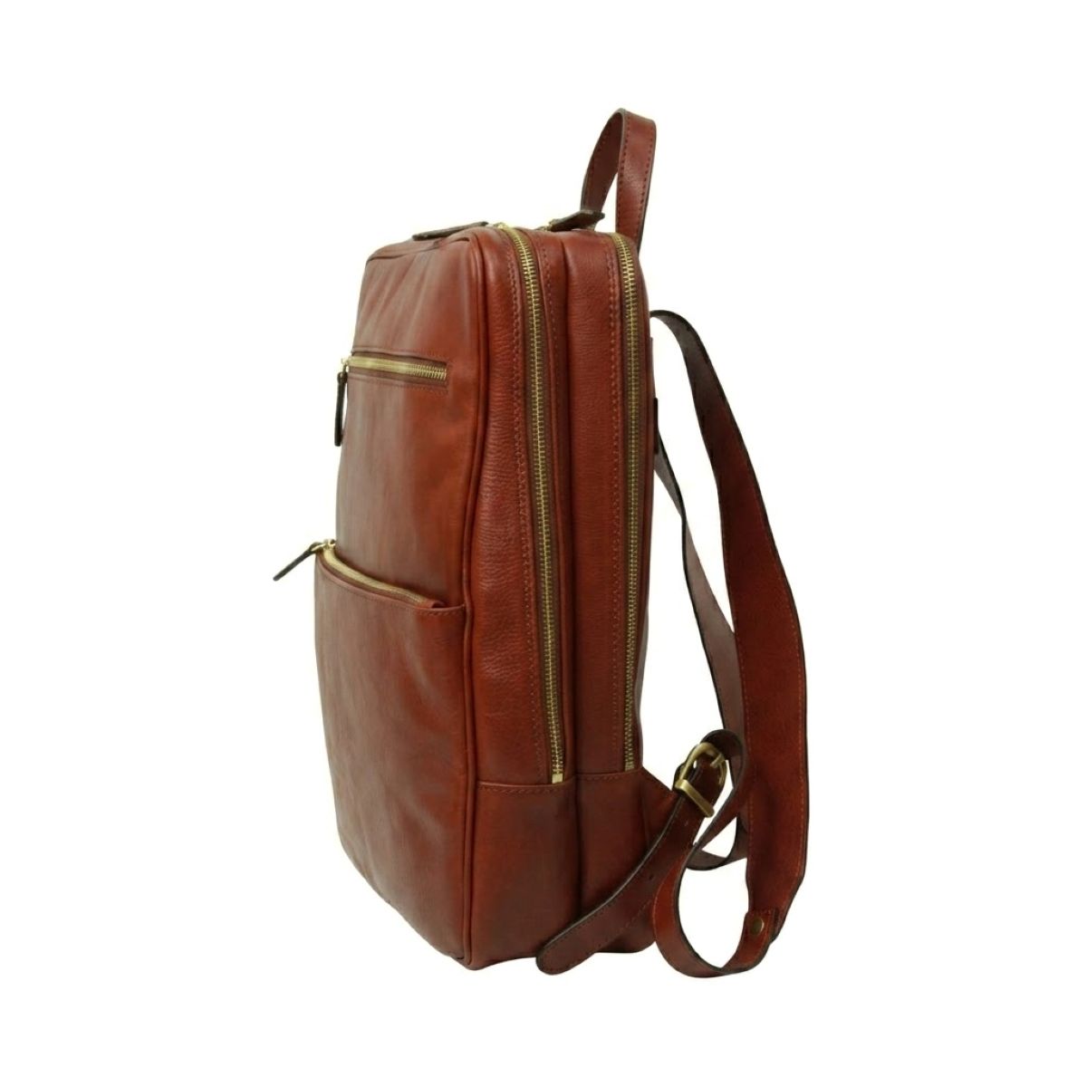 Leather back pack with backside troller strap - Mahogany Brown|413691MA|Old Angler Firenze