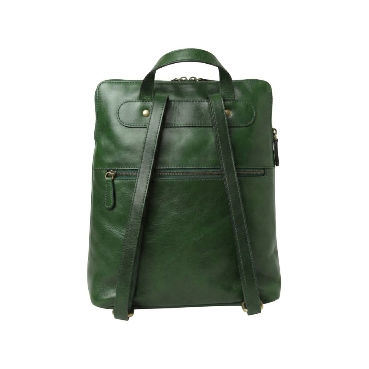 Full grain leather backpack - Green|415791VE|Old Angler Firenze