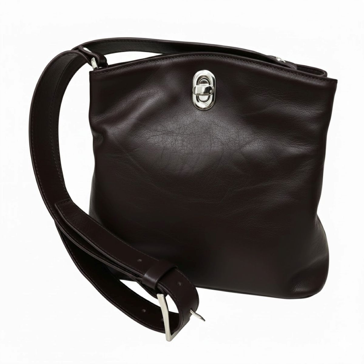LEATHER BUCKET BAG - DARK BROWN|416391TM|Old Angler Firenze