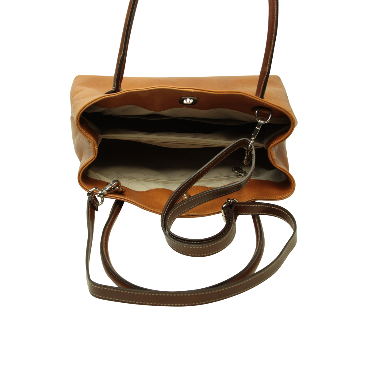 WOMAN’S TWO-HANDLE BAG IN TWO -TONE FULL-GRAIN LEATHER-COLONIAL|417091CO|Old Angler Firenze