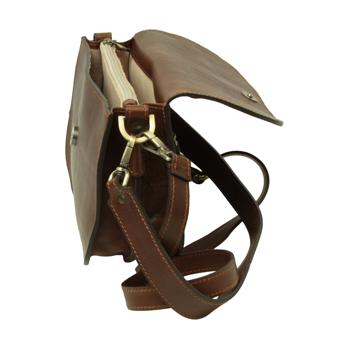 Full-grain calfskin shoulder bag-Chestun|417261CA|Old Angler Firenze