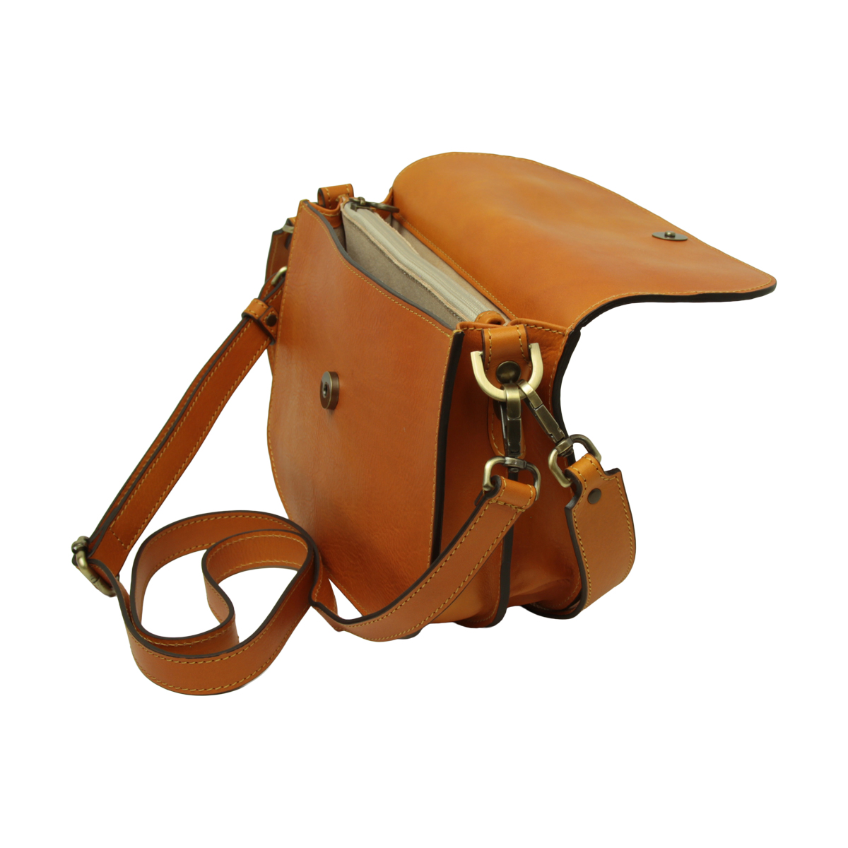 Two-sided shoulder bag in full-grain calfskin –Yellow Ochre|417291OC|Old Angler Firenze