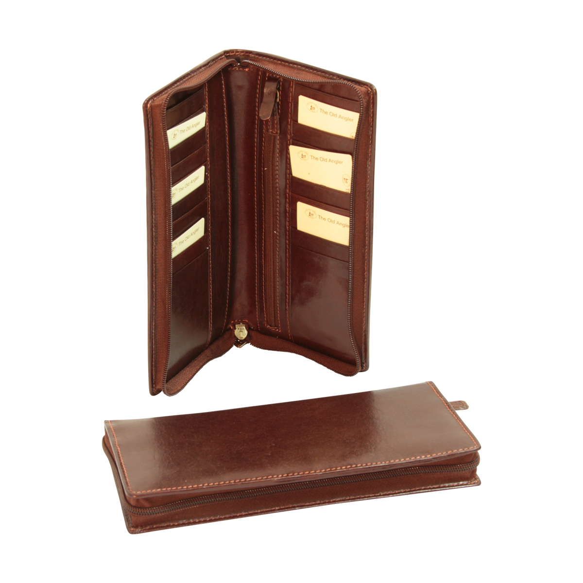 Leather travel wallet - brown|506405MA|Old Angler Firenze