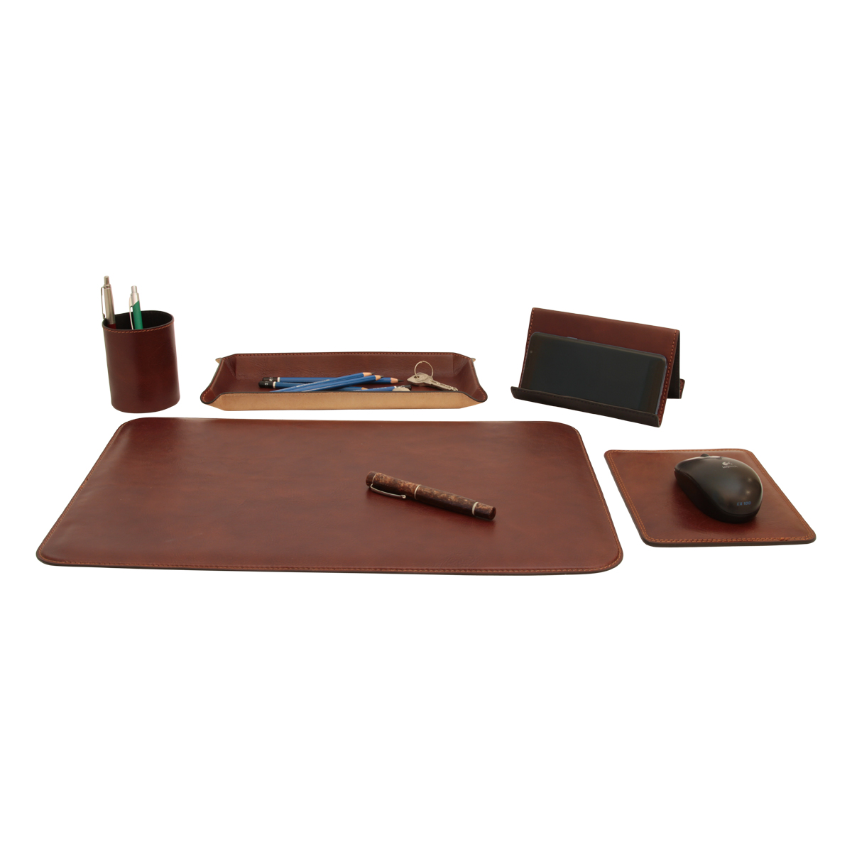 Leather desk kit - 5 pcs | 769089MA UK | Old Angler Firenze