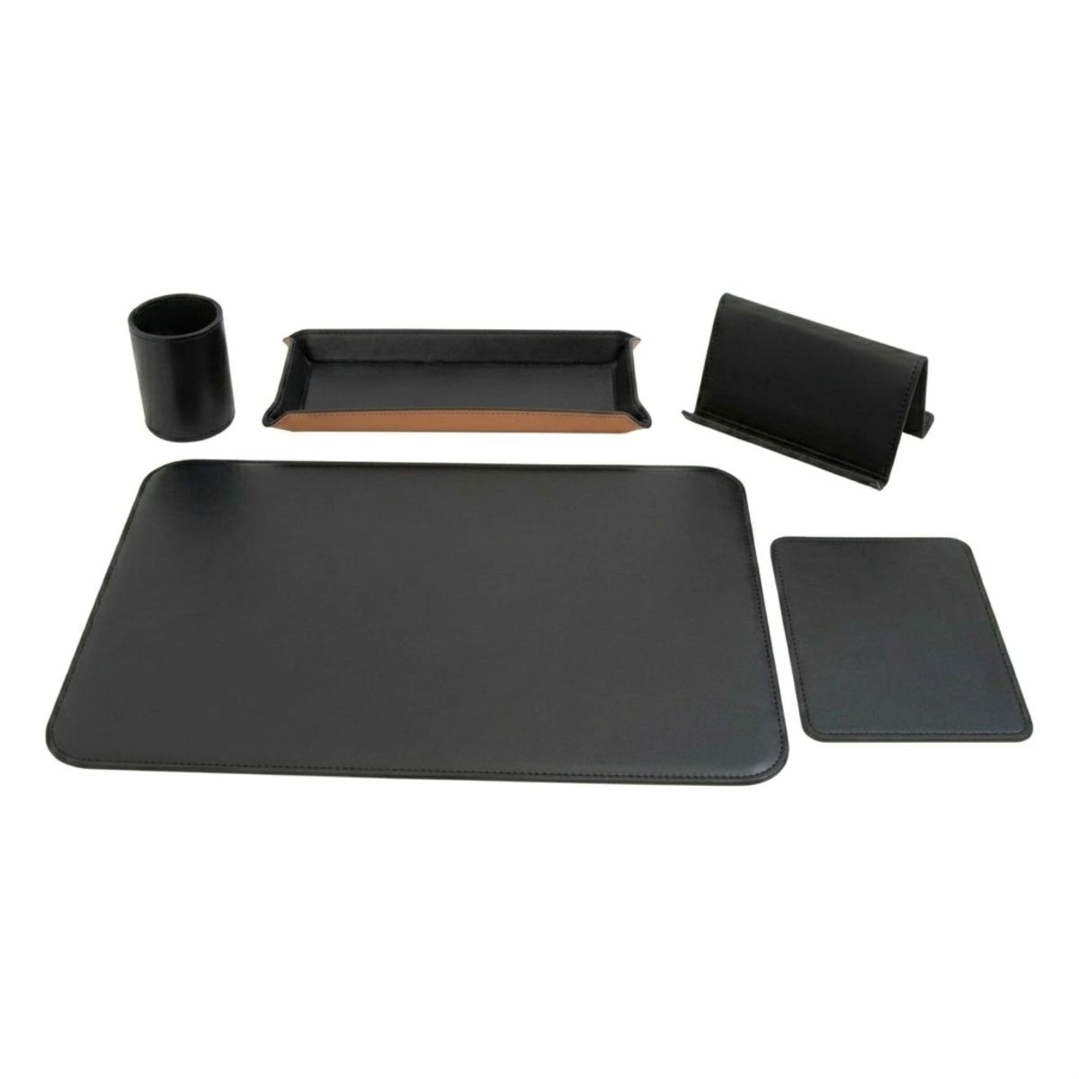 Leather desk kit - 5 pcs black | 769051NE UK | Old Angler Firenze