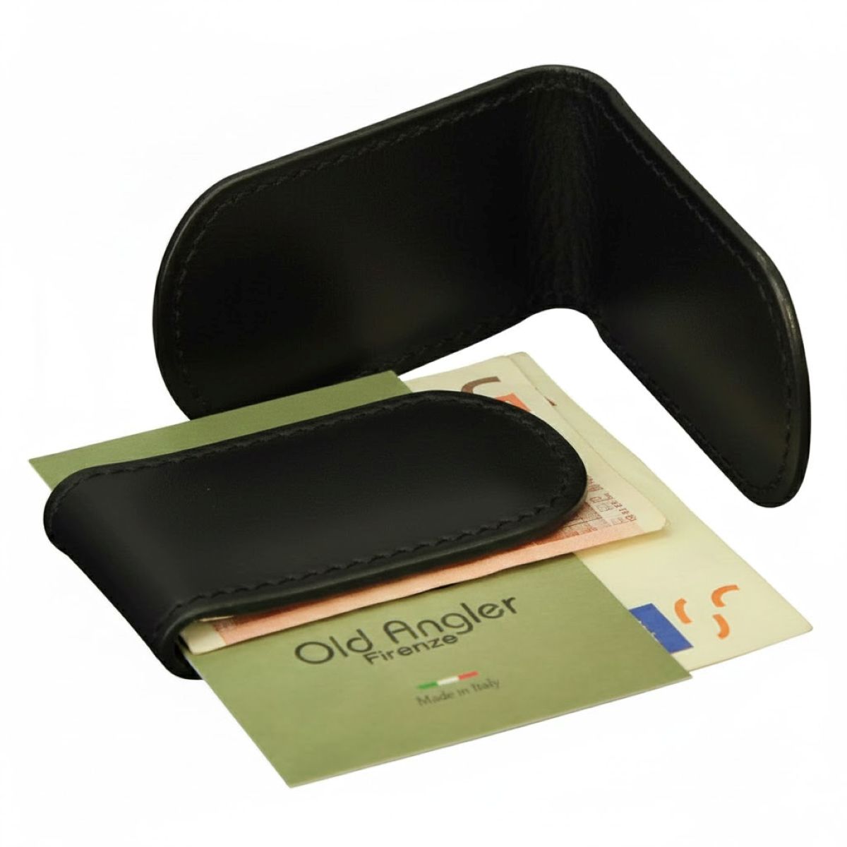 Leather Money Clip - Black|809089NE|Old Angler Firenze