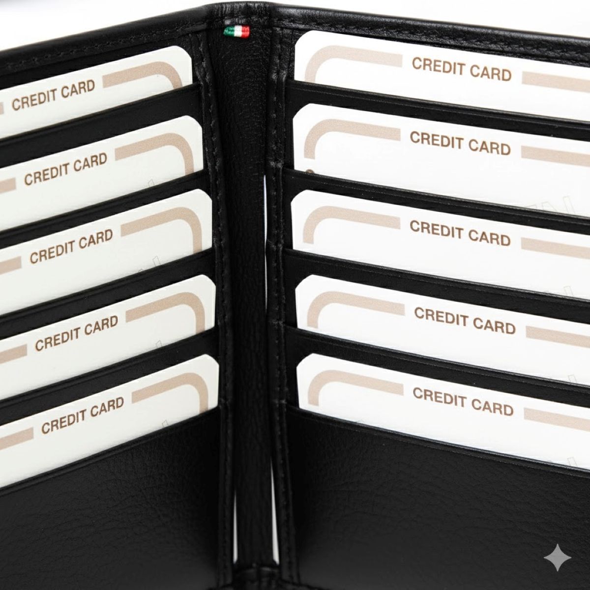 Leather Card Holder with RFID Protection - Black        |850489NE|Old Angler Firenze