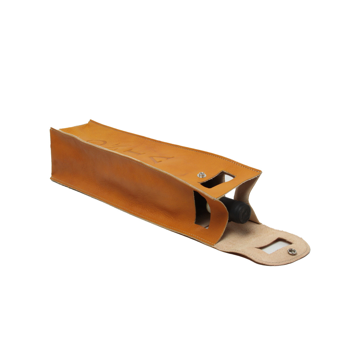 Leather wine holder - yellow ocher|556991OC|Old Angler Firenze