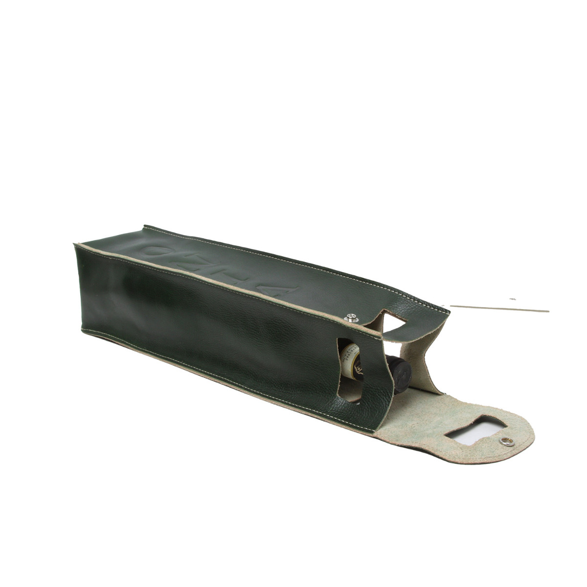 Leather wine holder - green|556991VE|Old Angler Firenze