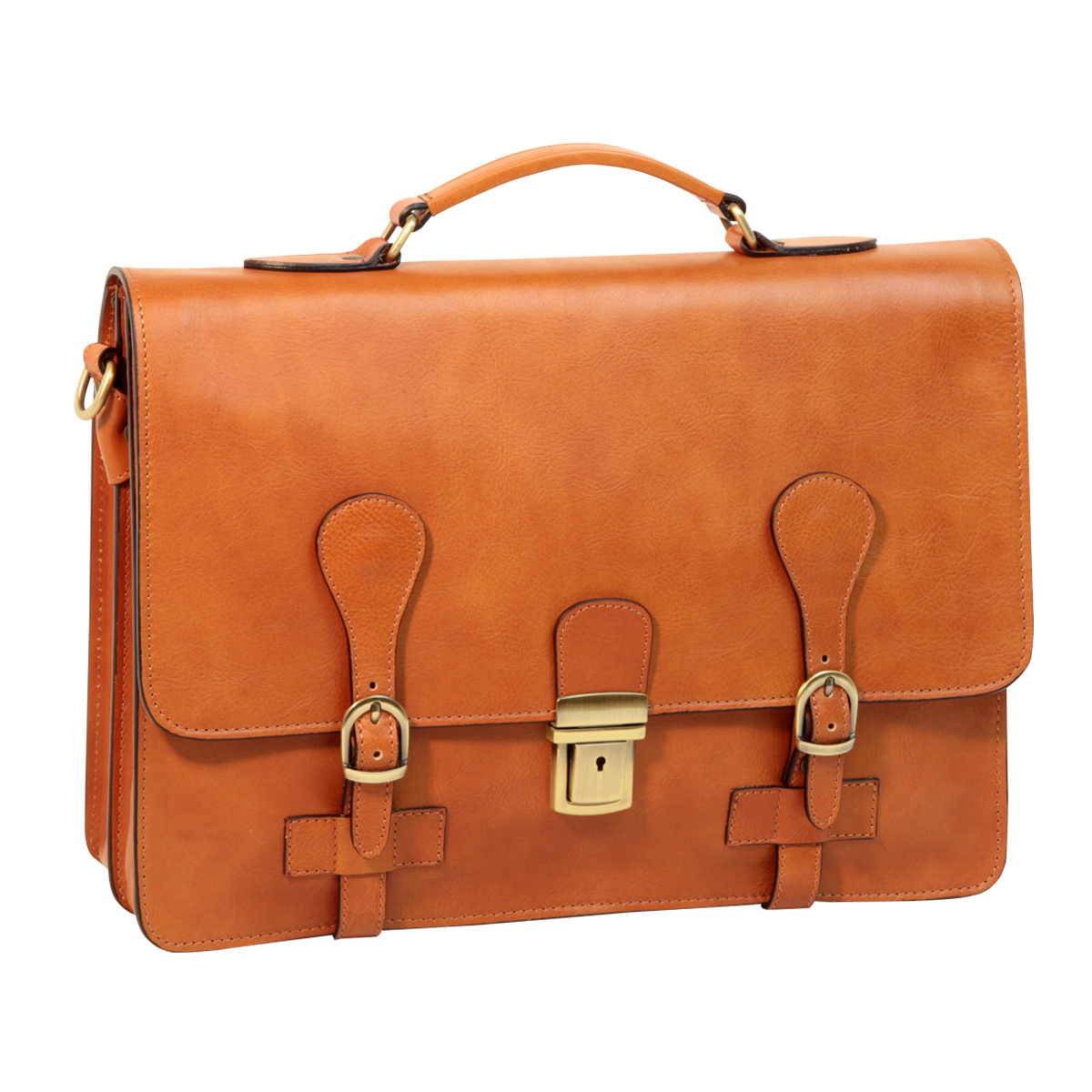 Leather Briefcase with buckle closures