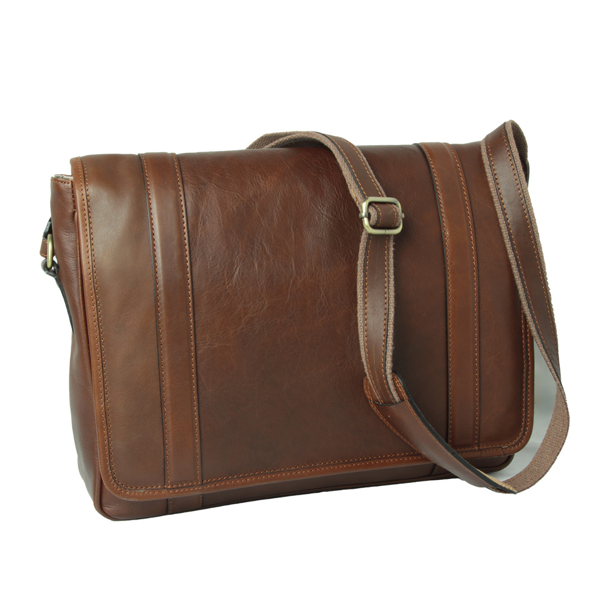 Soft Calfskin Leather Messenger Bag