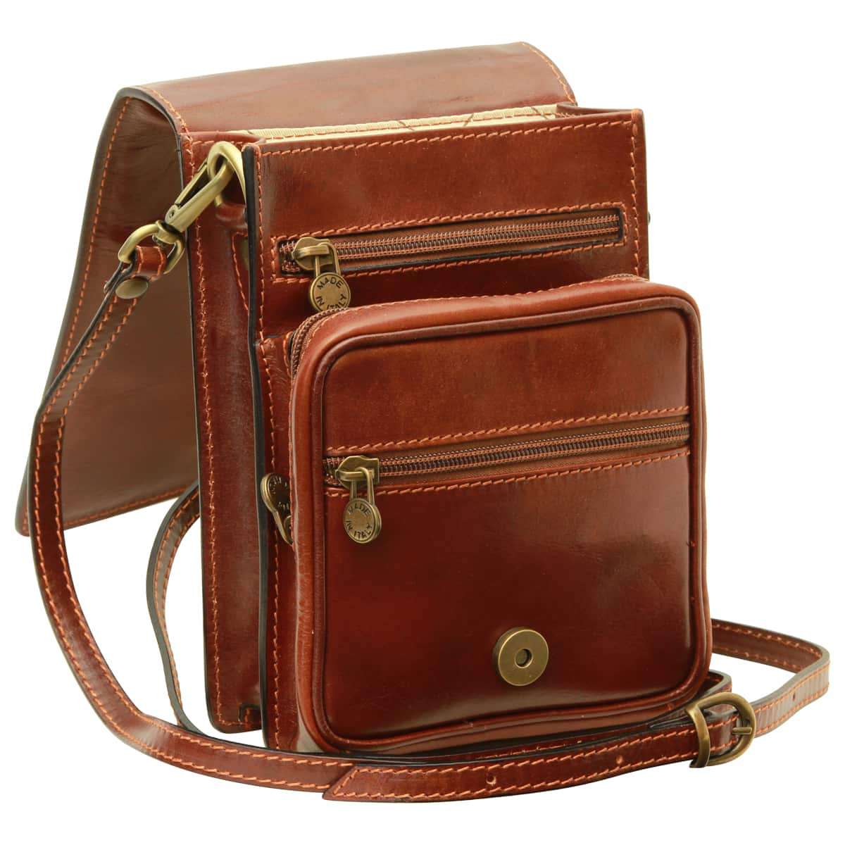 Leather Cross Body Satchel - Brown | 065205MA US | Old Angler Firenze