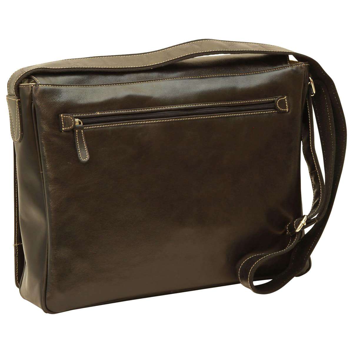 Oiled Calfskin leather messenger bag - Black | 073661NE US | Old Angler Firenze
