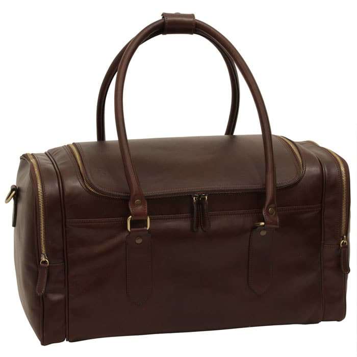 Arno. Round Metal Zip Leather Travel Bag