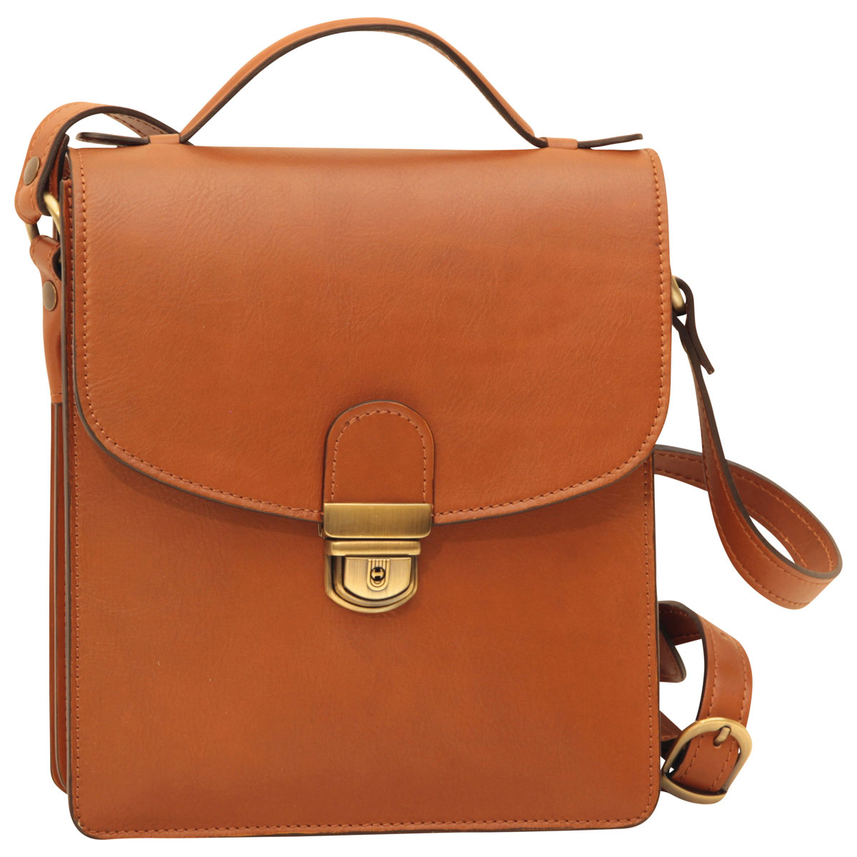 Men’s Leather Briefcase Shoulder Bag in Full-Grain Leather