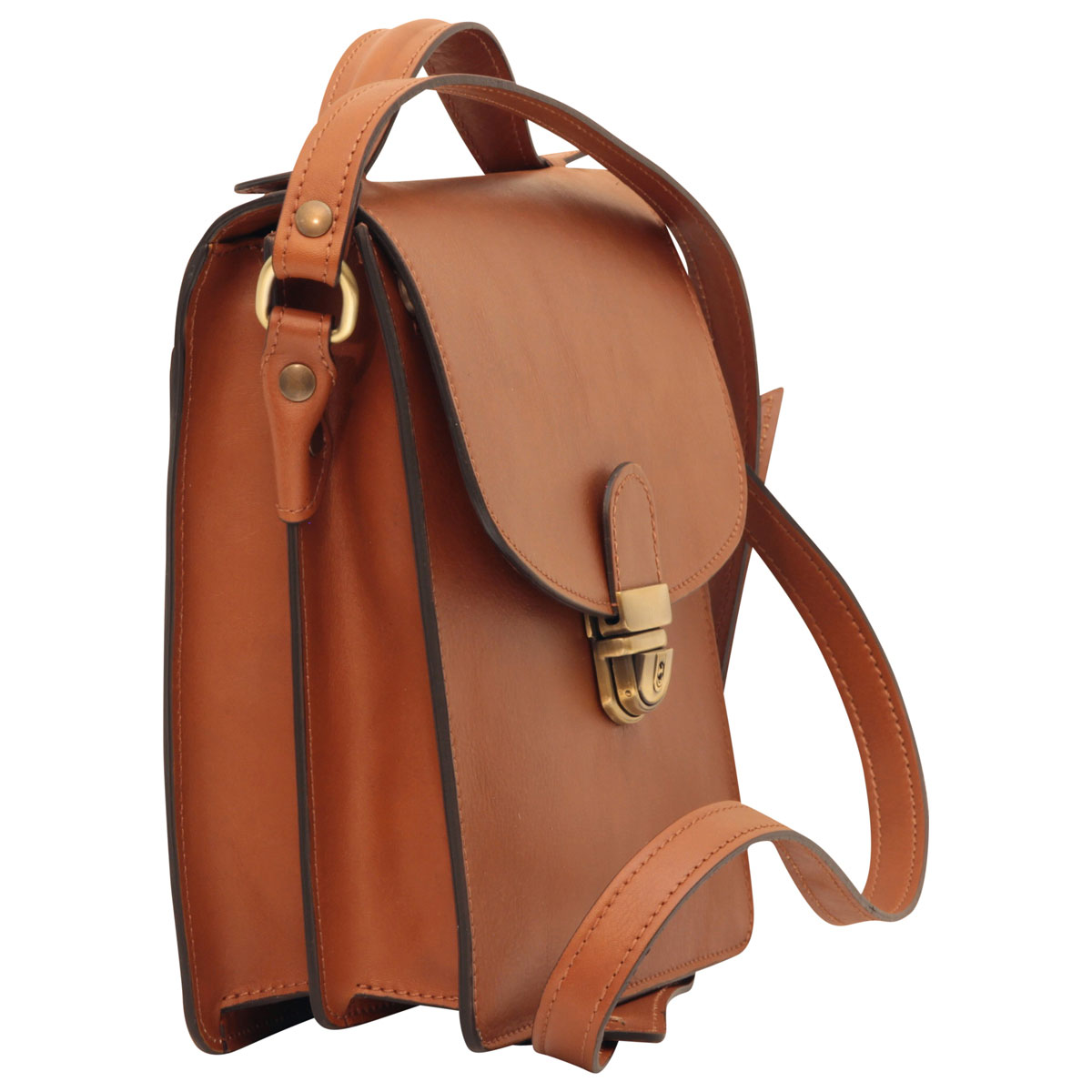 Men’s Leather Briefcase Shoulder Bag | Classica II Brown Colonial | 079689CO | Old Angler Firenze