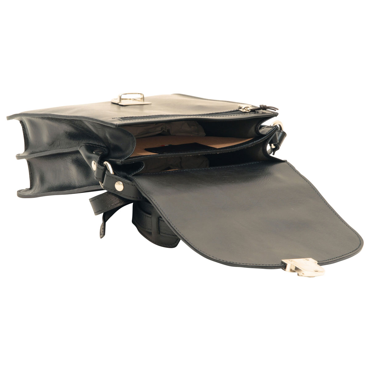 Men’s Leather Briefcase Shoulder Bag | Classica II Black | 079689NE | Old Angler Firenze