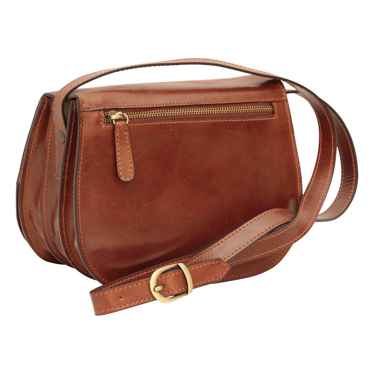 Full grain calfskin shoulder bag - brown | 209805MA | EURO | Old Angler Firenze