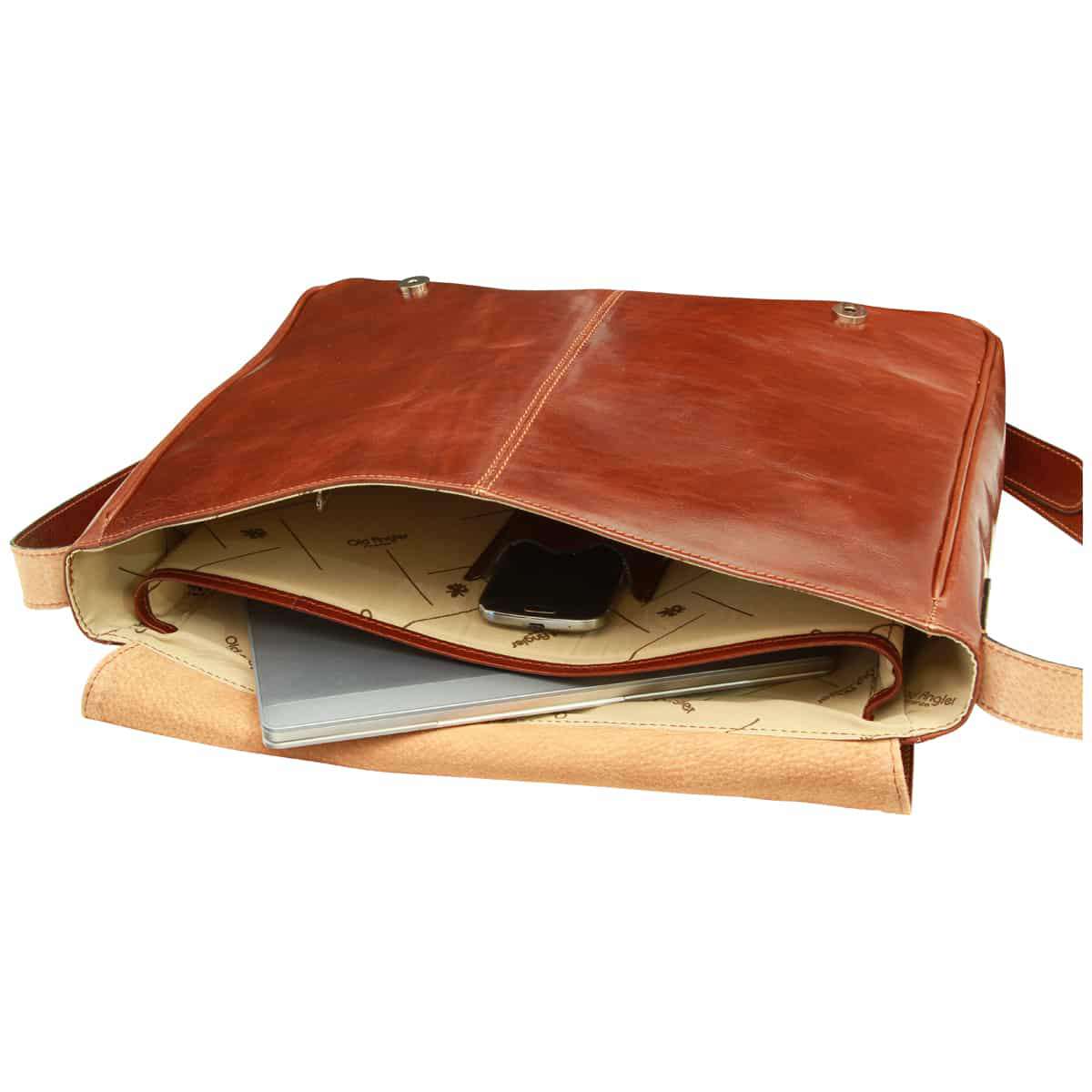 Italian Leather Messenger Bag for Men - Brown | 213105MA | Old Angler Firenze