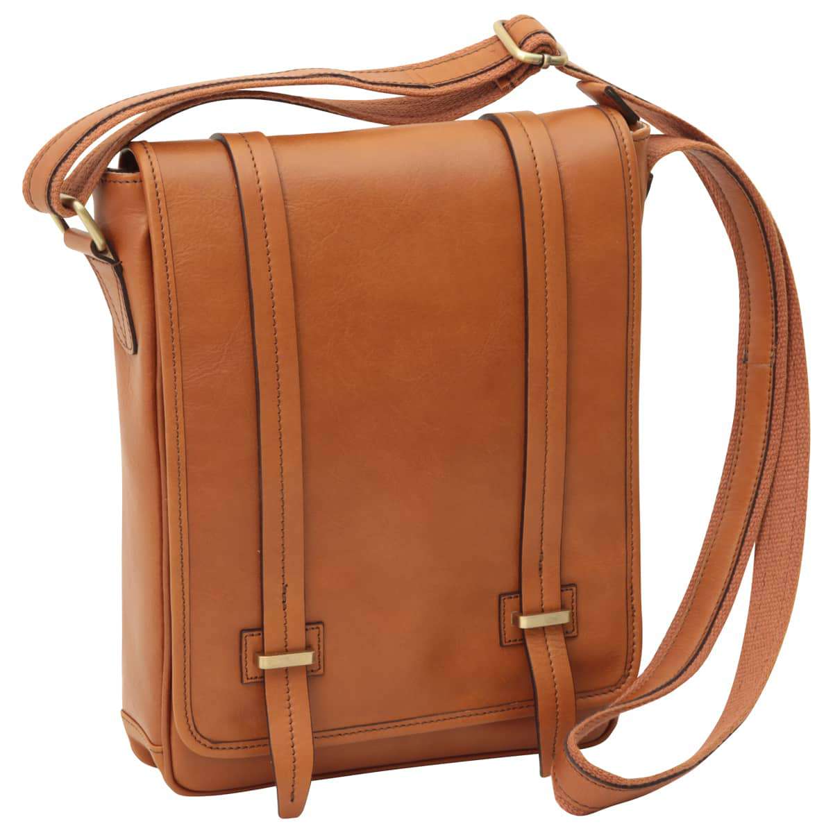 Medium leather bag with double magnetic closure