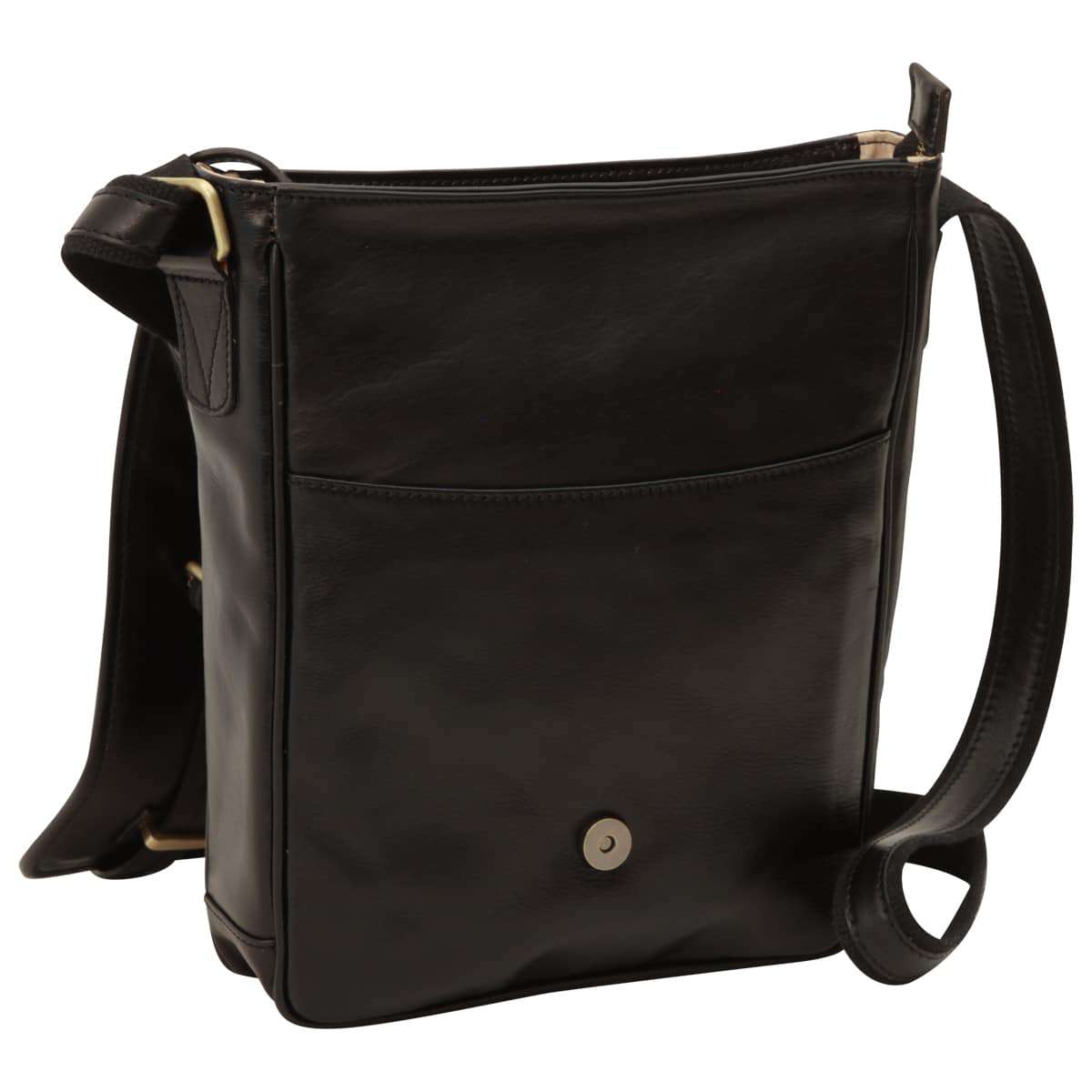 Medium leather bag with double magnetic closure - Black | 406589NE US | Old Angler Firenze