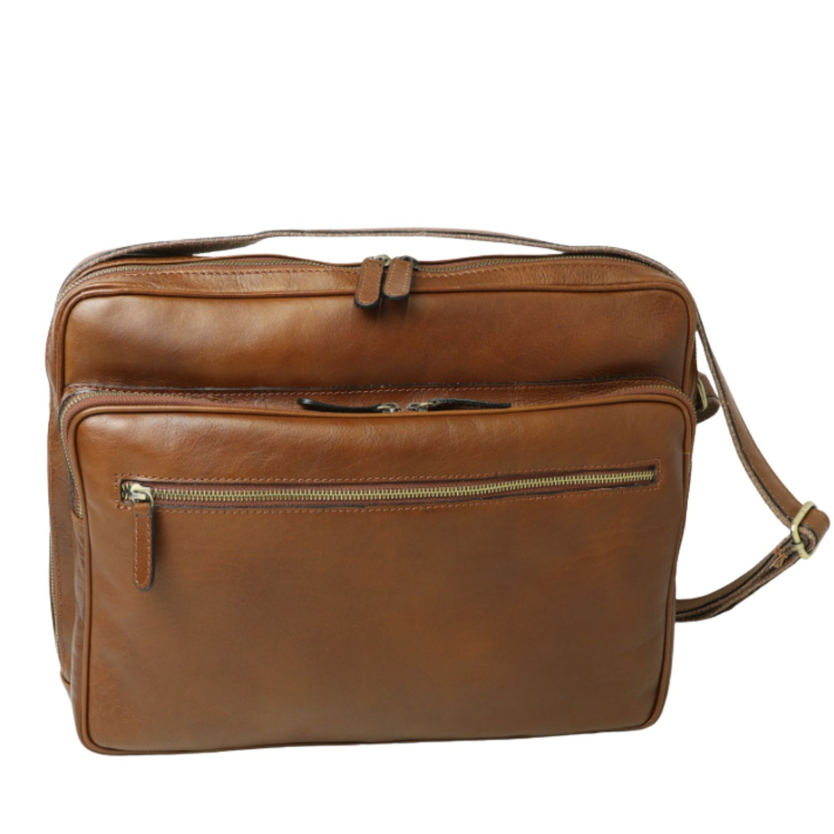 Large leather bag with zip closures