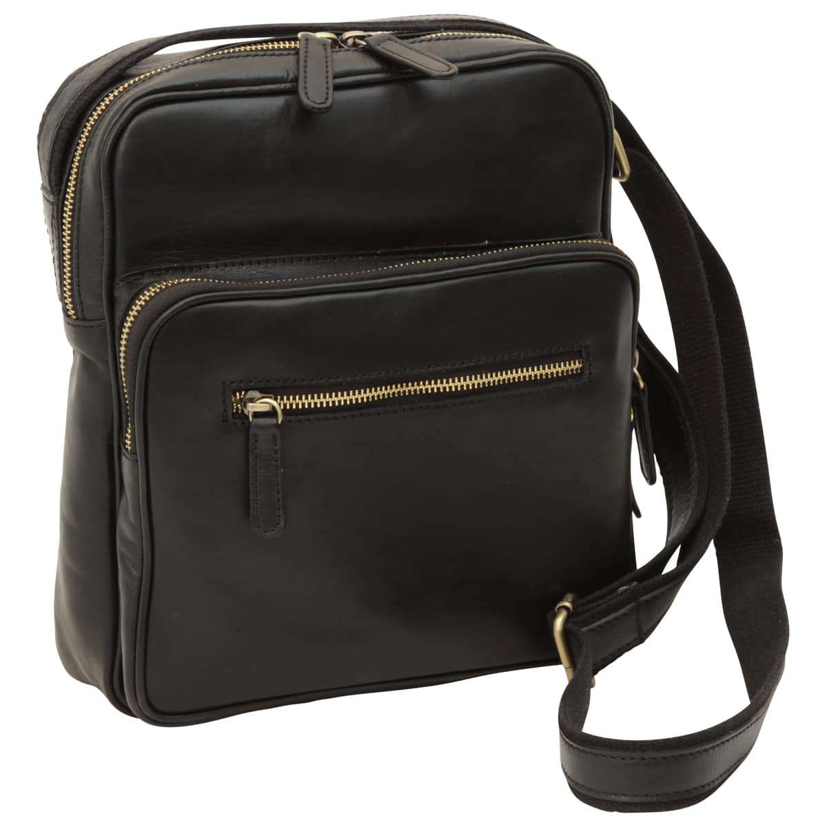 Small leather bag with zip closures - Black