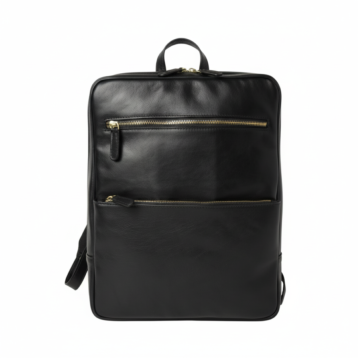 Leather backpack with trolley strap - Black