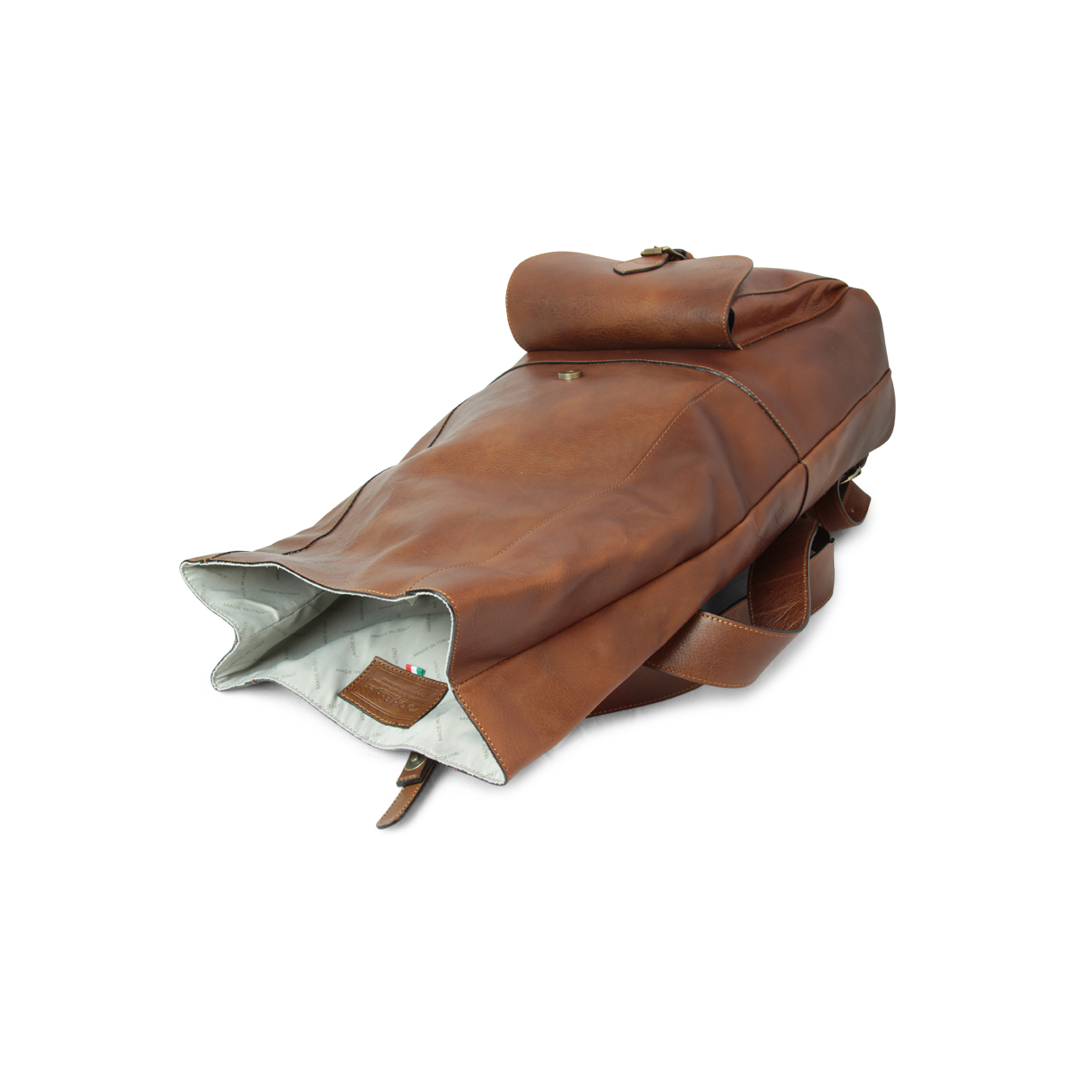 Full grain leather back pack - chestnut|415161CA|Old Angler Firenze