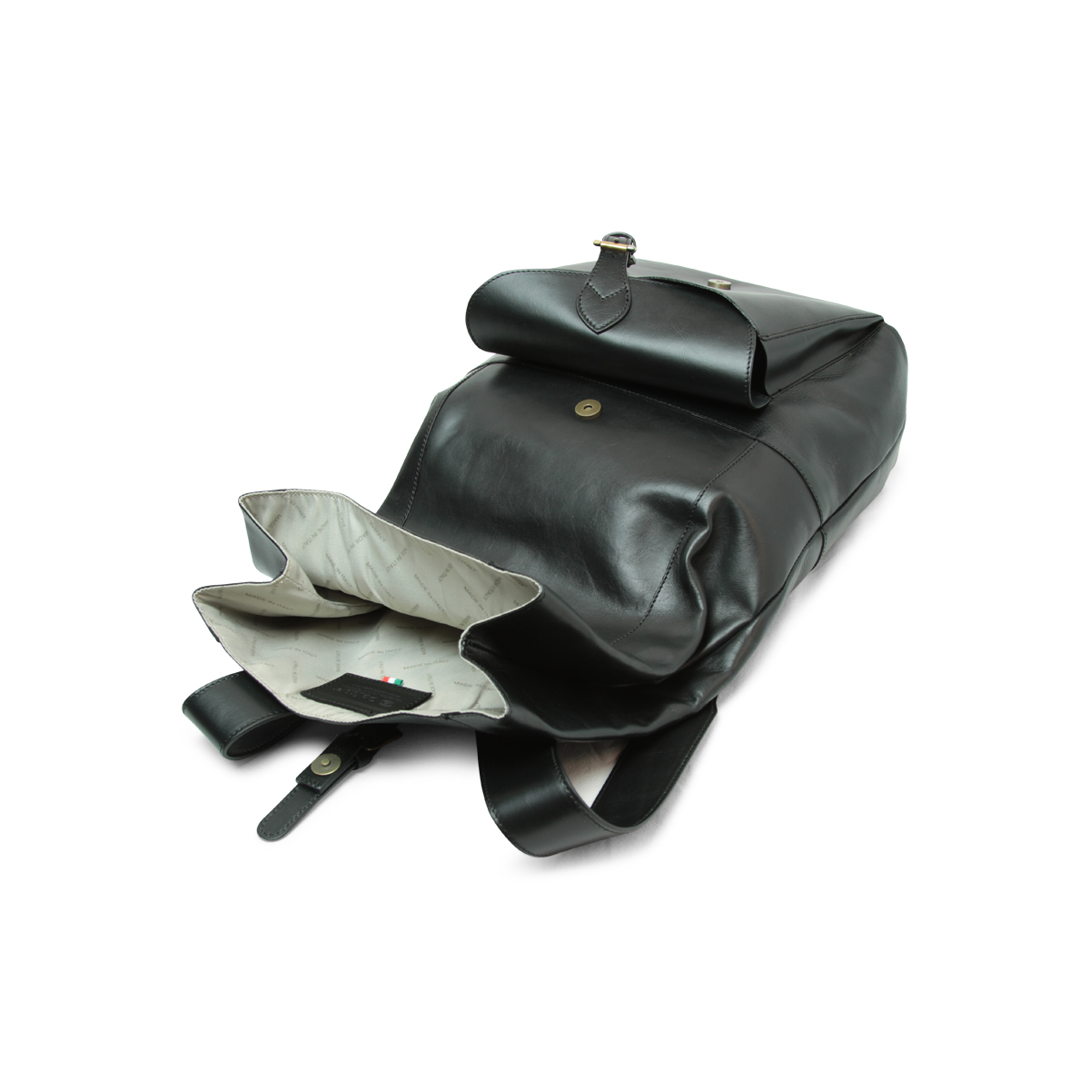 Full grain leather back pack - black|415189NE|Old Angler Firenze