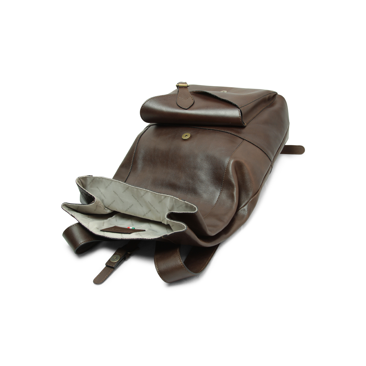 Full grain leather back pack - dark brown|415191TM|Old Angler Firenze