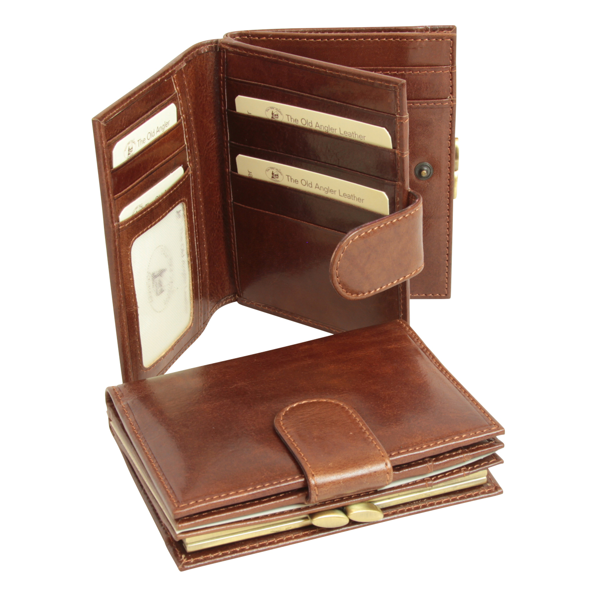 Three part leather wallet with coin pocket