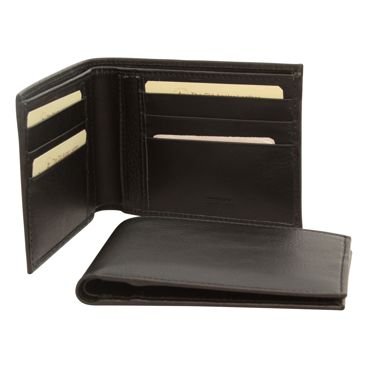 Leather bifold wallet - Black With Rfid