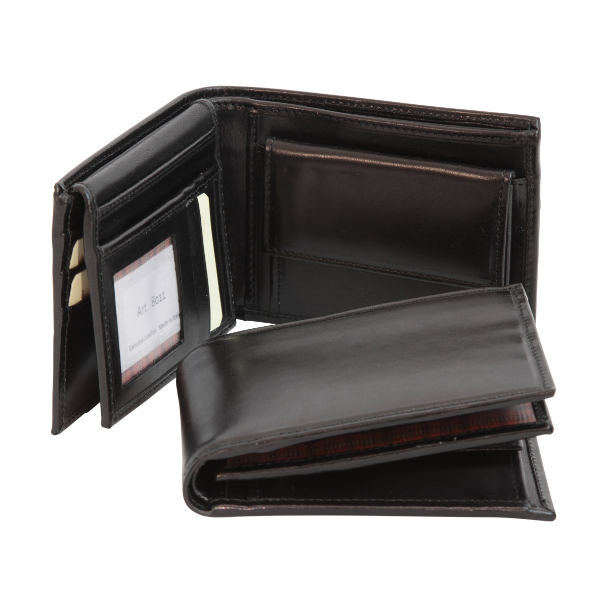 Men’s Leather Wallet with Coin Pocket in Full-Grain Leather. Black