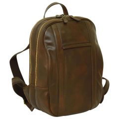 Soft Calfskin Leather Laptop Backpack - Dark Brown