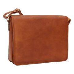 Full grain calfskin shoulder bag . Brown coloniale