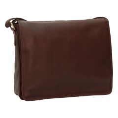 Full grain calfskin shoulder bag . - Dark brown